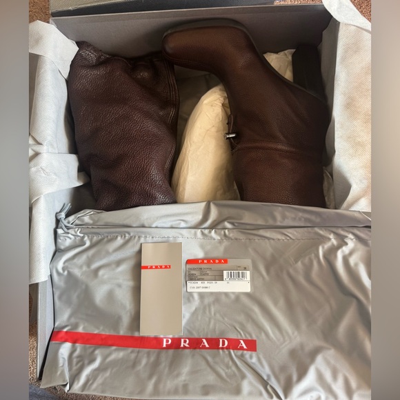 Prada Linea Rossa Tall Boots - Chocolate Brown - size 38 - NEW IN BOX - Picture 9 of 11
